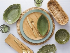 Prato Raso Bambu Natural Extra Grande Servir Porta Bolo - Letícia Manducchi