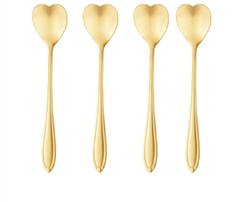 Cj 04 Colheres P/ Chá Heart Aço Inox Dourado - Wolff