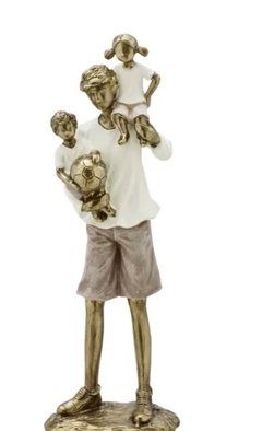 Escultura Família Decorativa Pai e filho bola de Futebol
