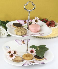 Prato Duplo de Porcelana para Doces Borboletas 20x24x25cm - loja online