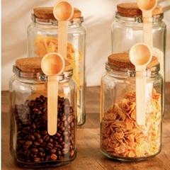 Porta mantimento de vidro com colher de bambu 01 litro
