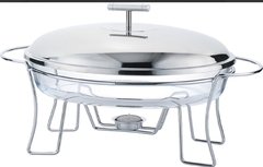 Rechaud Oval 3L em Vidro com Tampa de Inox Veneza