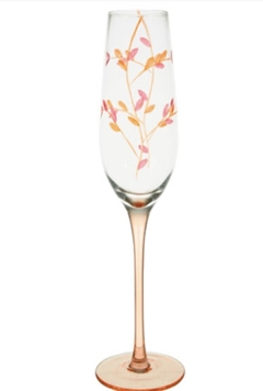 Taça de vidro para champagne folhas laranja 185 ml jogo com 6 unidades