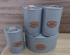 ￼kit 4 porta mantimento aco inox vedacao hermetico com puchador em couro - comprar online