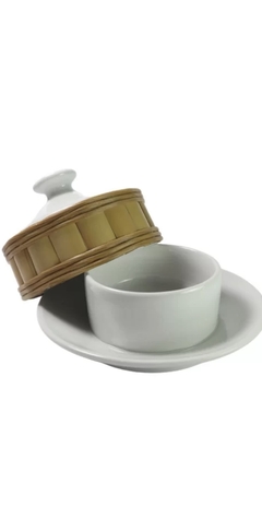 Manteigueira Porcelana com Bambu Natural - comprar online