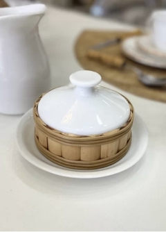 Manteigueira Porcelana com Bambu Natural