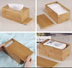 Caixa Porta Lenços De Papel Retangular Bambu Interfolhas na internet