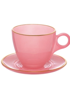 Jogo Xicara Cha Rosa 170ml C/ 4pcs
