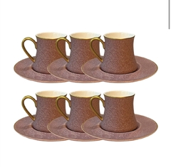 Cj 06 Xícaras em Porcelana C/ Pires P/ Cafezinho 80ml Galet L'hermitage