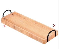 Bandeja em MDF alça em metal natural 64x20 cm