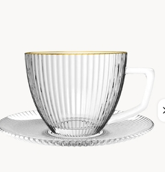 Conjunto de Xicara de Café Graffiato em Vidro 6 Peças 90Ml