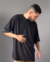 Camiseta Oversized Preta Premium, 100% Algodão Penteado, Gola de 3cm, Domore Logo Manga Streetwear - loja online