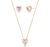Conjunto coração com cristal rosa
