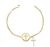 Pulseira medalha e pingente cruz cravejada