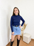 Blusa canelada Juliana - Azul