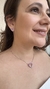Imagem do Conjunto Prateado de Coração Vazado Cravejado de Zircônia Rosa Dois Tons