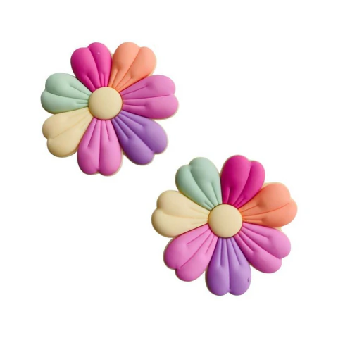 Aplique Jardim Flor Colorida Coração (5,5cm) Emborracado - 2 Unidades