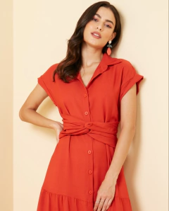 Vestido crepe babados - loja online