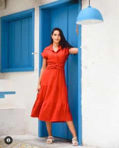 Vestido crepe babados - IZZY