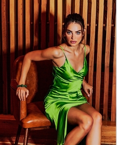 Vestido acetinado botões - comprar online