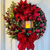 Guirlanda de Natal com Arco de Luz, Bolas, Flores Vermelhas - Decorações Natal