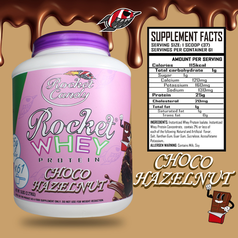ROCKET WHEY 5lbs 61servicios CHOCOHAZELNUT