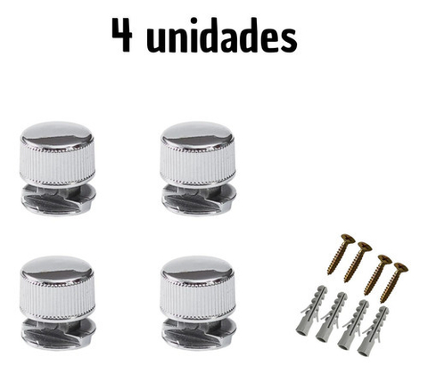 Kit 4 Botão Francês Metal Para Fixação De Espelho