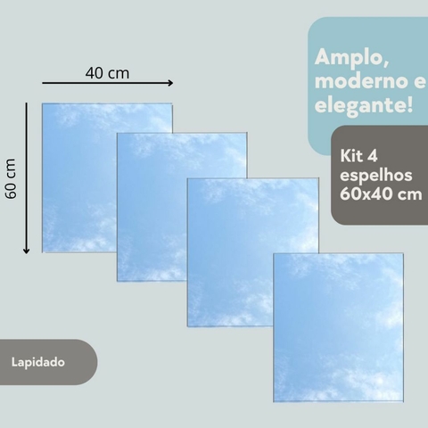 Kit 04 Espelhos Decorativos Vidro Lapidado