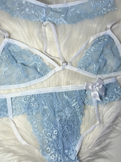 Conjunto Delicado Azul Bebê Renda Sem Bojo Patitex na internet