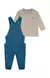 Conjunto masculino infantil com jardineira em malha metalassê e camiseta de manga longa. VALENTINA MODA