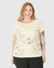 Blusa Feminina Plus Size Estampa Folhagem Em Algodão