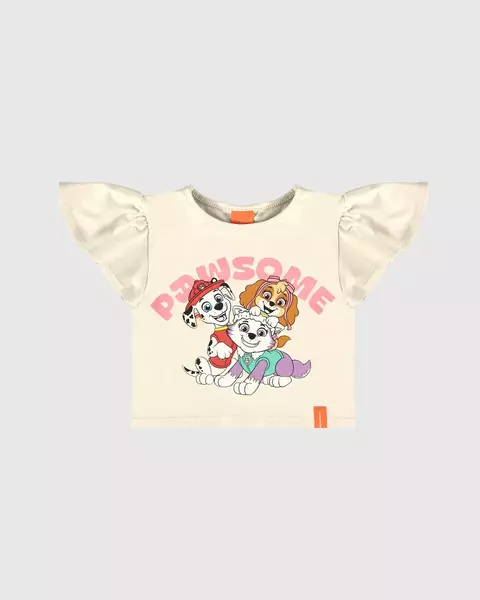 Blusa Infantil Menina Manga Babado Patrulha Canina Malwee Kids