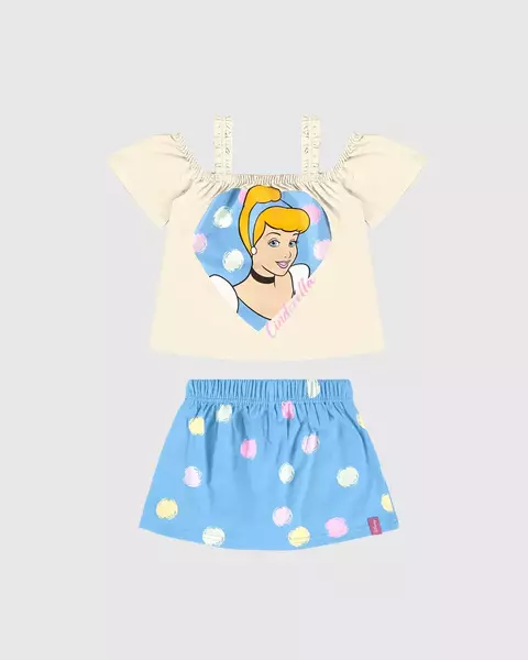 Conjunto Infantil Menina Cinderella Princesa Disney Em Algodão Malwee Kids