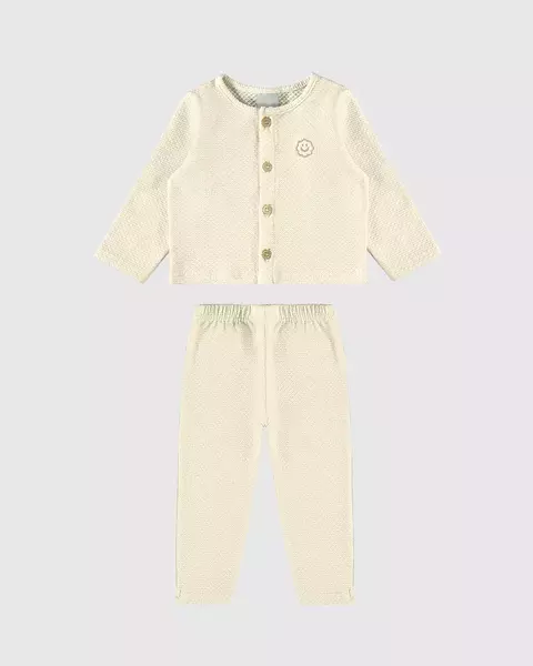 Conjunto Infantil Menino Abotoamento Frontal Malha Texturizada Malwee Kids 1000120435 - comprar online