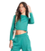 Conjunto juvenil feminino com blusão cropped e calça na cor verde mint. Valentina Moda
