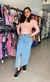 Saia Midi Feminina Fenda Frontal Em Jeans Com Elastano Malwee na internet