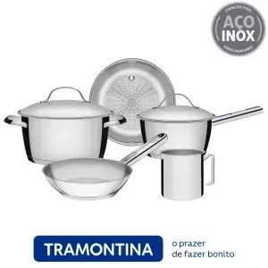 Jogo de Panelas Aço Inox - 5 peças - Allegra (TRAMONTINA)