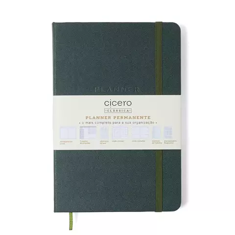 PLANNER PERMANENTE CICEROS CADERNETA CLASSICA 14X21 VERDE OLIVA
