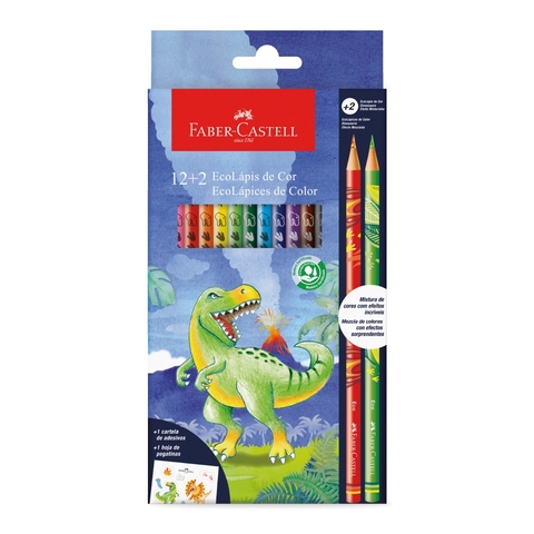 ECOLÁPIS DE COR 12+2 COLEÇÃO DINOSSAURO