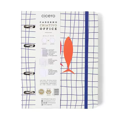 CADERNO CRIATIVO ARGOLADO OFFICE DUO LITORAL PAUTADO & PONTADO A5 MAR