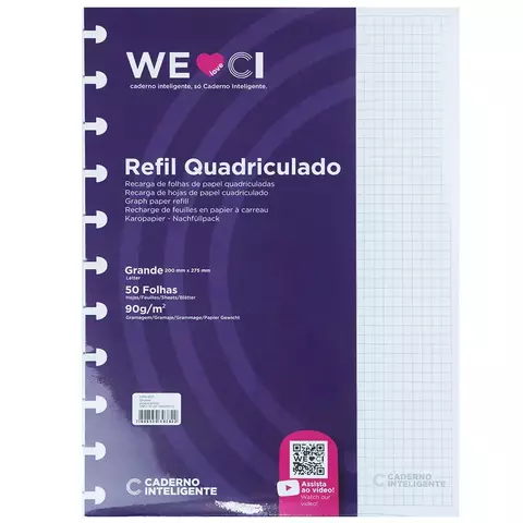 REFIL CADERNO INTELIGENTE - QUADRICULADO 90g