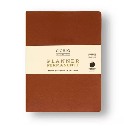 PLANNER PERMANENTE REVISTA PLANEJAMENTO CLASSICA MENSAL 19X25 CARAMELO / CAFE