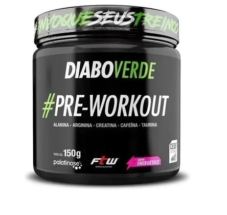 Suplemento Em Pó Ftw Diabo Verde Insano Pré Treino Creatina Sabor Energético Em Pote De 150g