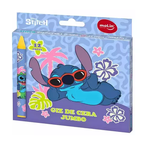 Giz de Cera Jumbo 12 Cores Stitch - MOLIN