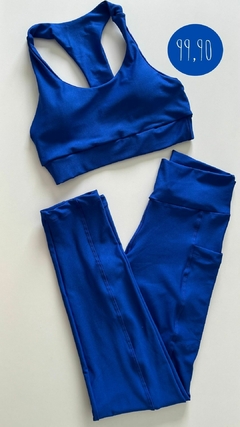 Conjunto Top Nadador + Legging Bolso - Flores do Mar