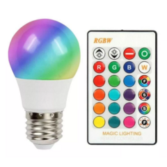 Lampara Led Bulbo 16 Colores Rgb Control Remoto E27 3w