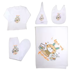 Conjunto x5 (Mantilla- Osito- Batita- Babero- Gorrito) en internet