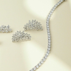 Brinco Ear Cuff Glow Bride. LBF Bride. - Rodio Zirconia Incolor