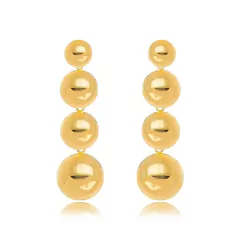 BRINCO BOLAS LISAS PENDURADAS DOURADO