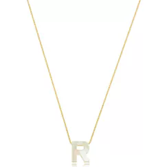 COLAR MADREPÉROLA LETRA R DOURADO